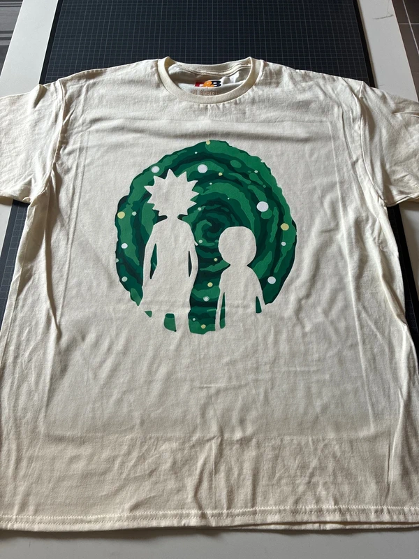 Rick and morty Portal silhuette L-es Off white színű unisex póló 3