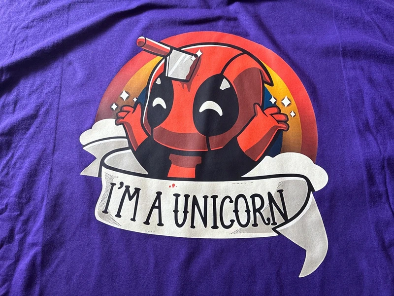 Deadpool Unicorn 5XL-es Purple színű unisex póló 2