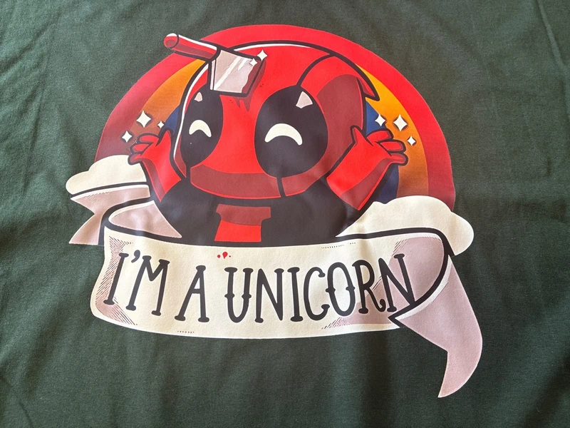 Deadpool unicorn 5XL-es erdőzöld unisex póló 3