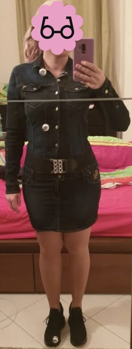 Retro elegáns női elasztikus farmer ruha 1