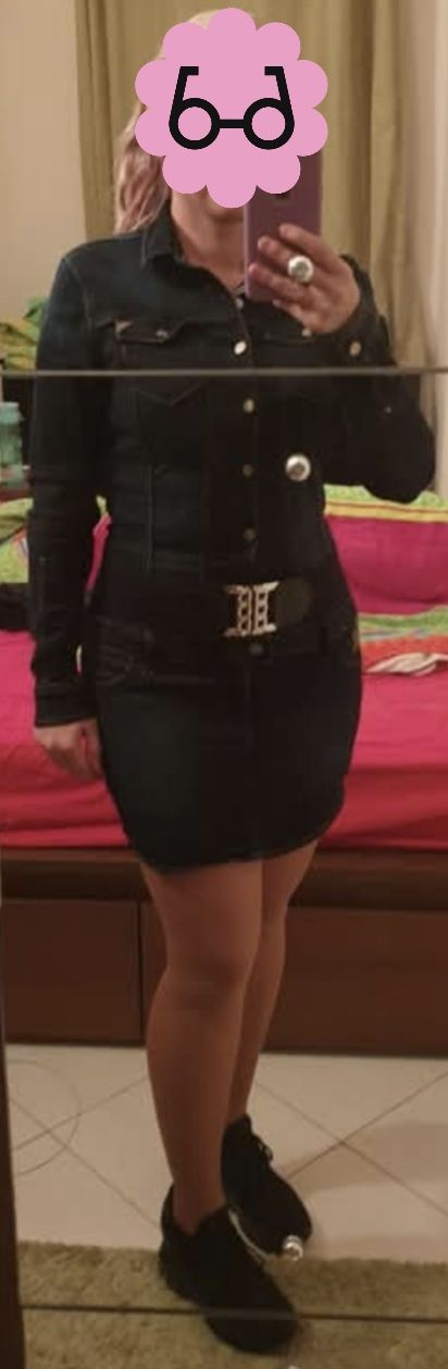 Retro elegáns női elasztikus farmer ruha 2