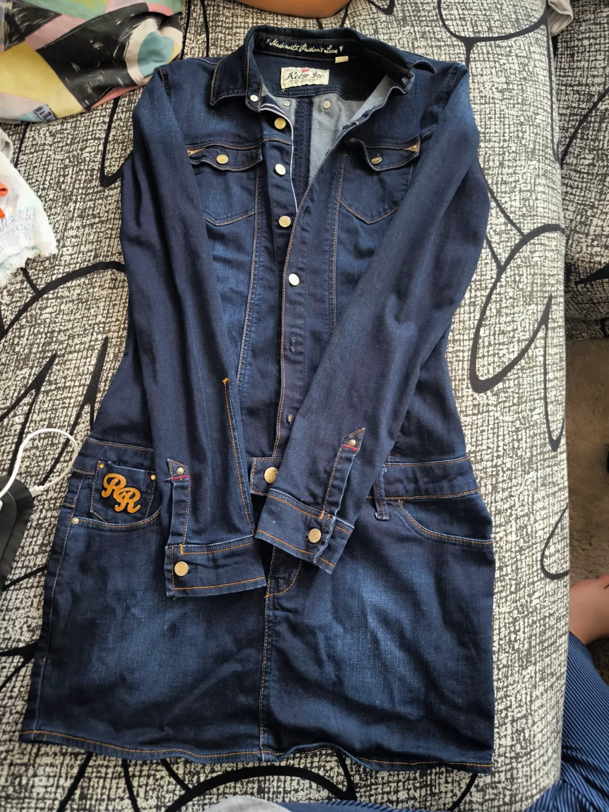 Retro elegáns női elasztikus farmer ruha 3