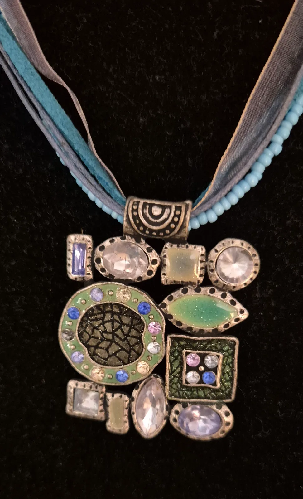 Set collar y pulsera en tonos azules 4