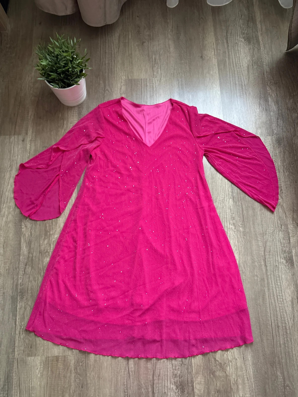 Pink, ezüst csillámos női alkalmi ruha 1