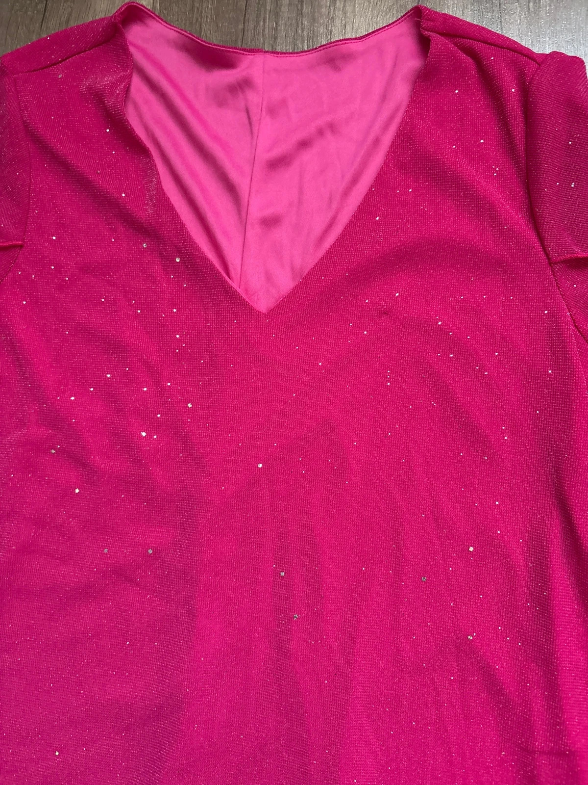 Pink, ezüst csillámos női alkalmi ruha 3