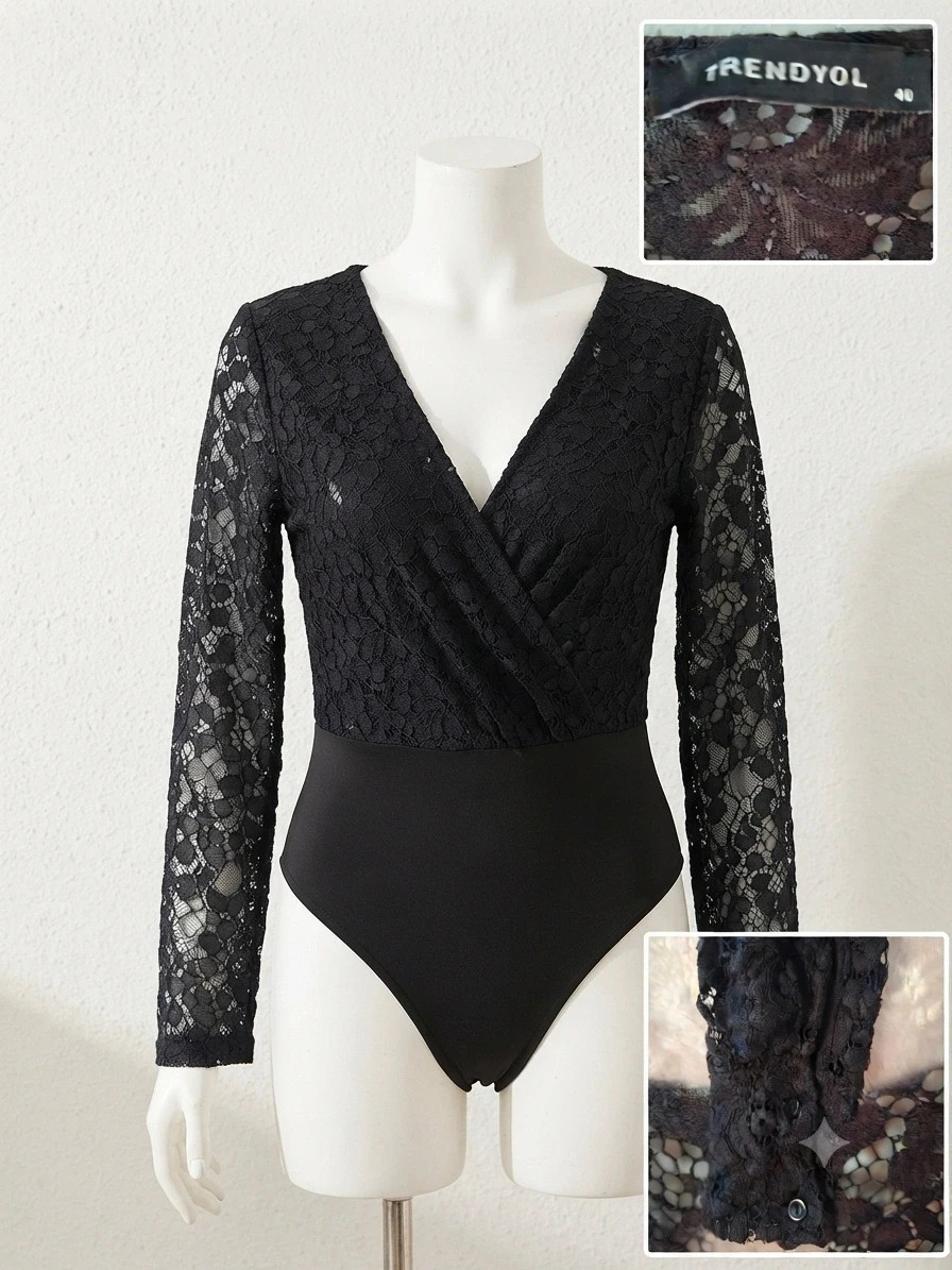 Trendyol fekete csipke body – 40 / L 2