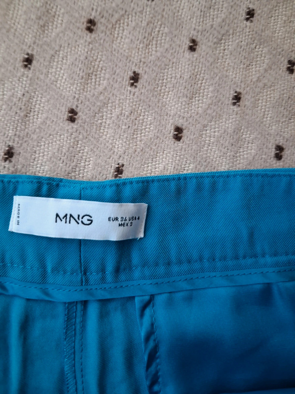 Mango nagyreszt viszkoz magasderekú bővebbszárú kek nyari nadrág cimke 36 valos 38 4