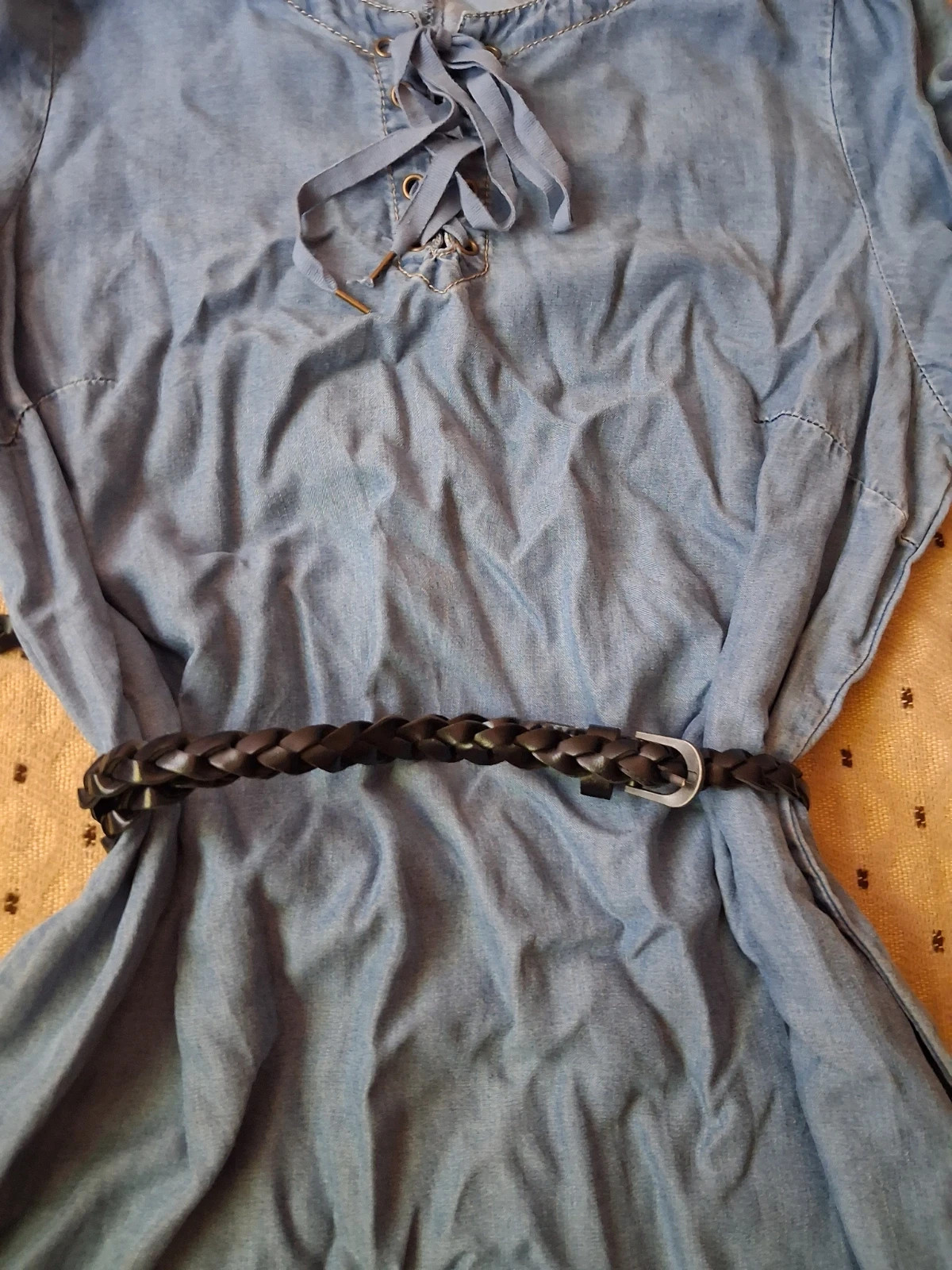 Cream Vivi denim lyocell női vékony farmerhatású ruha fodros ujjal 3