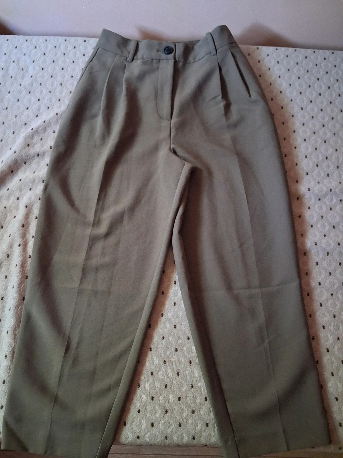 Zara high waist elegáns khaki rakott nadrág S - M 1