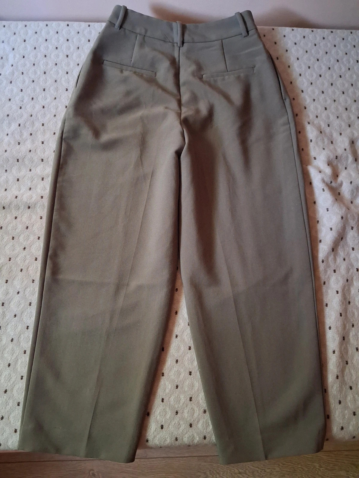 Zara high waist elegáns khaki rakott nadrág S - M 3