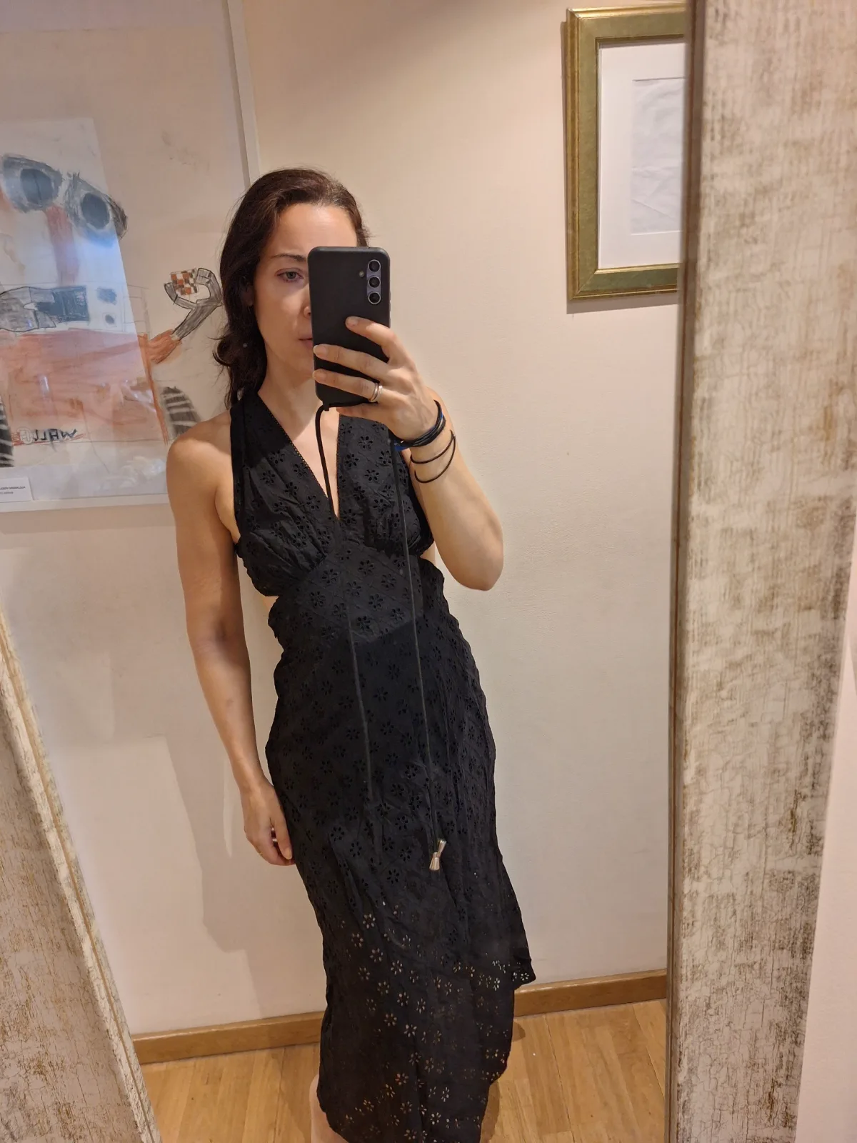 Vestido negro de algodón narca Zara talla M 1