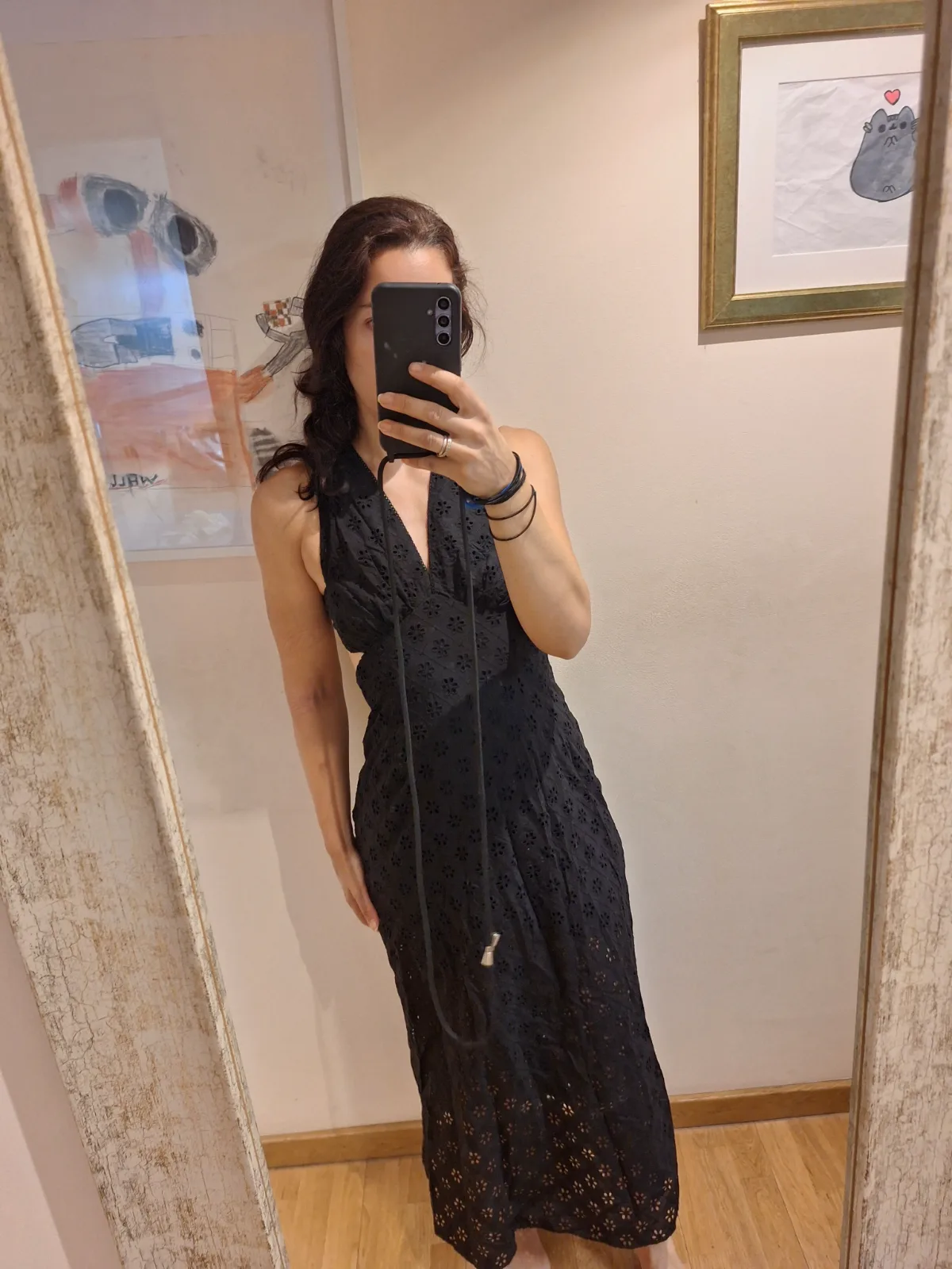 Vestido negro de algodón narca Zara talla M 3