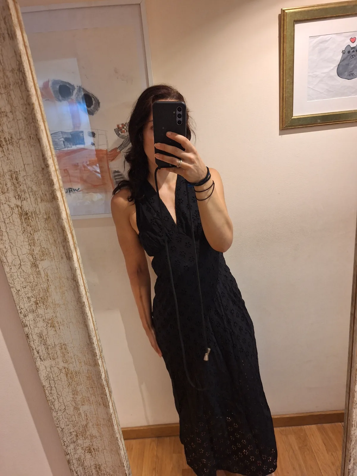 Vestido negro de algodón narca Zara talla M 4