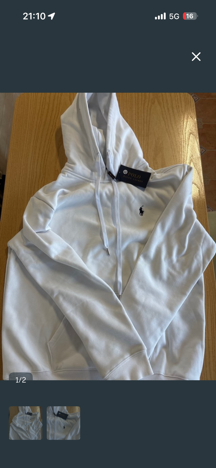 Sudadera Polo Ralph Lauren blanca con cremallera 2