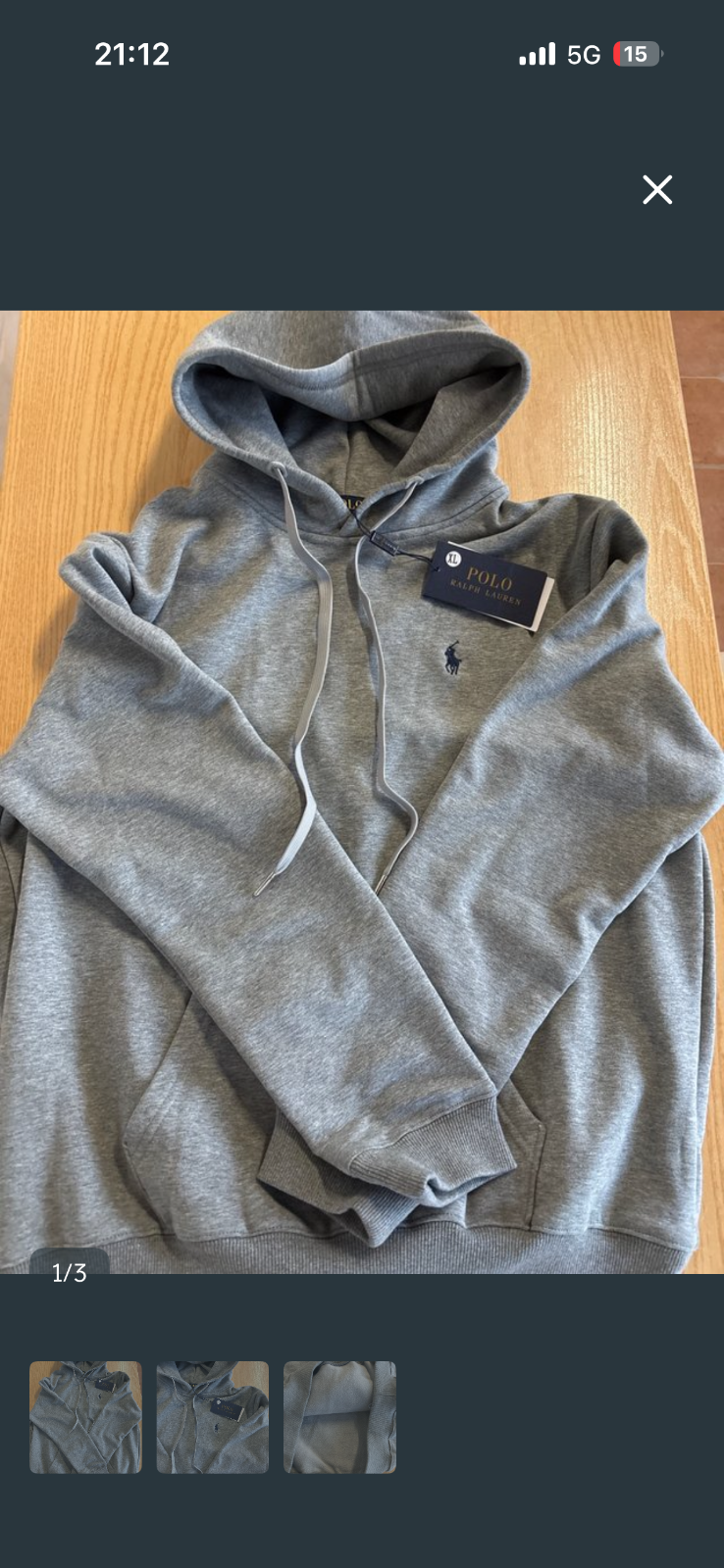 Polo Ralph Lauren sudadera con capucha gris 1