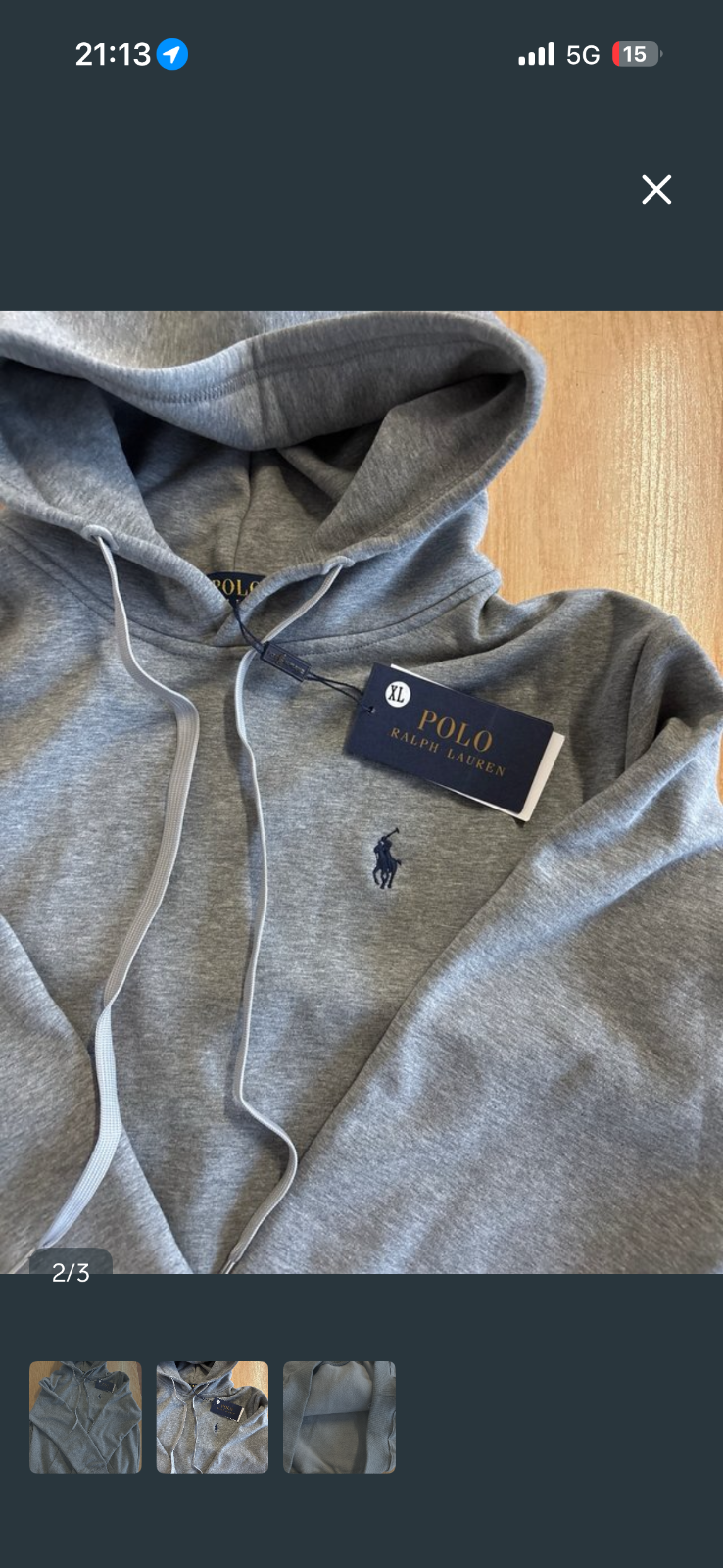 Polo Ralph Lauren sudadera con capucha gris 2