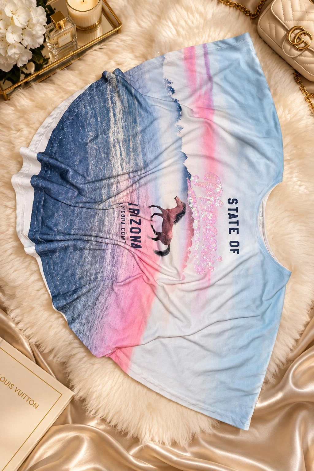 H&M Arizona feliratos, flitteres lány póló – 146/152 1