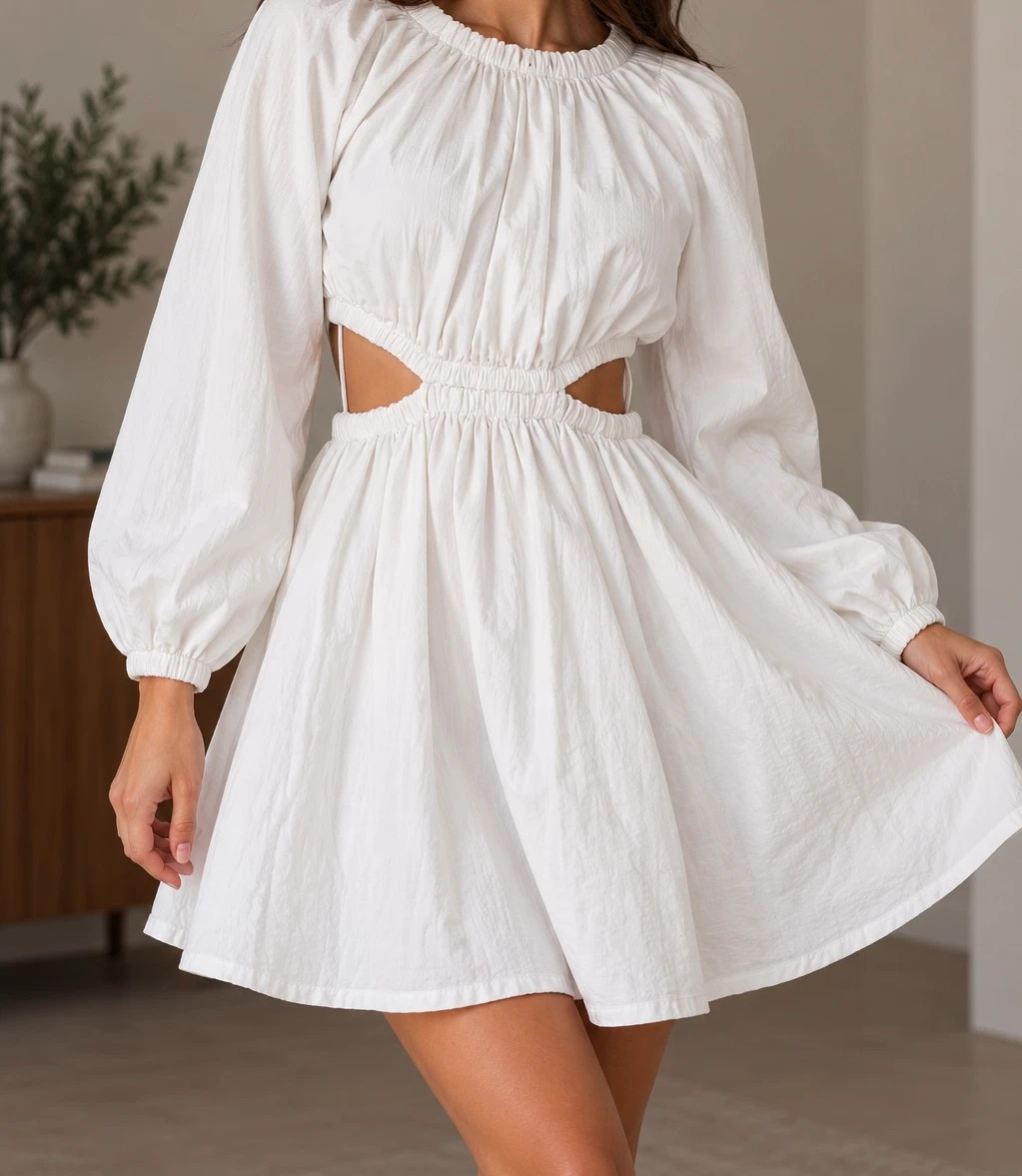 Bershka fehér kivágott ruha – S 1
