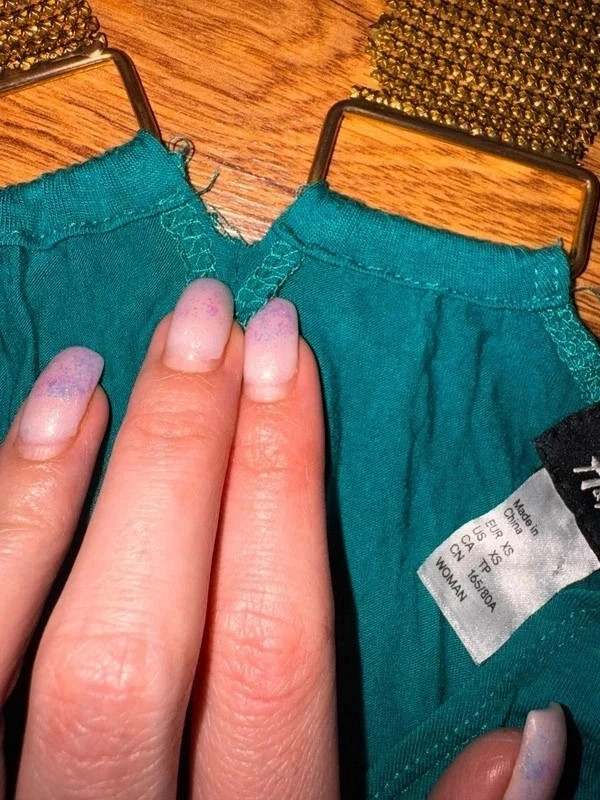H&M petrolkék ruha aranyszínű láncos pántokkal – XS 4