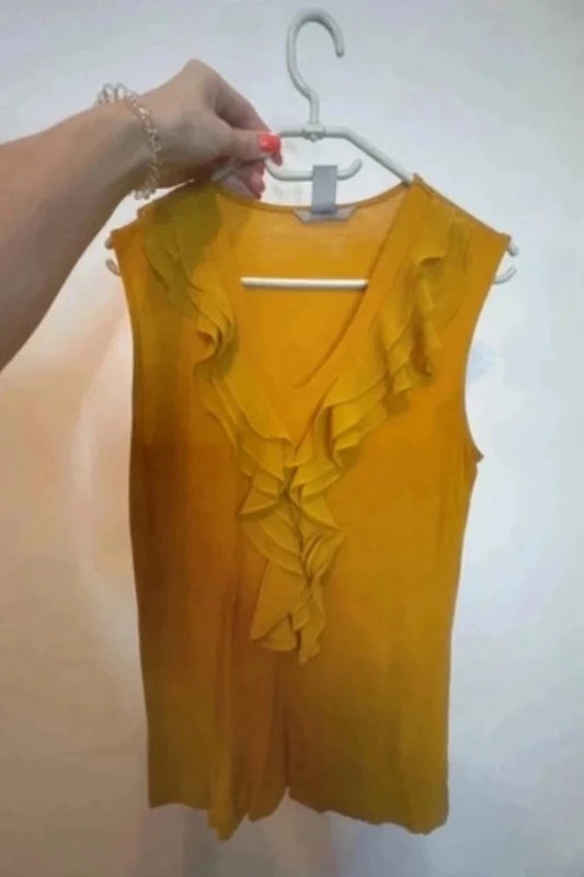H&M mustársárga fodros felsó - S 2