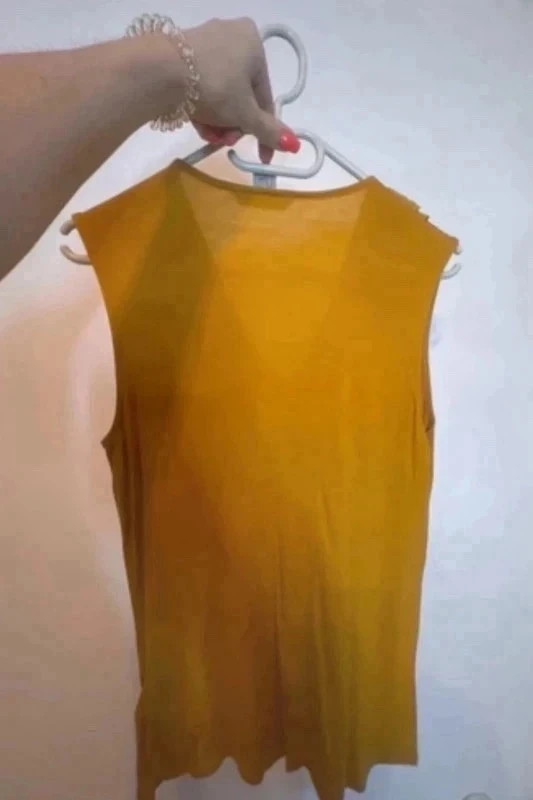H&M mustársárga fodros felsó - S 3