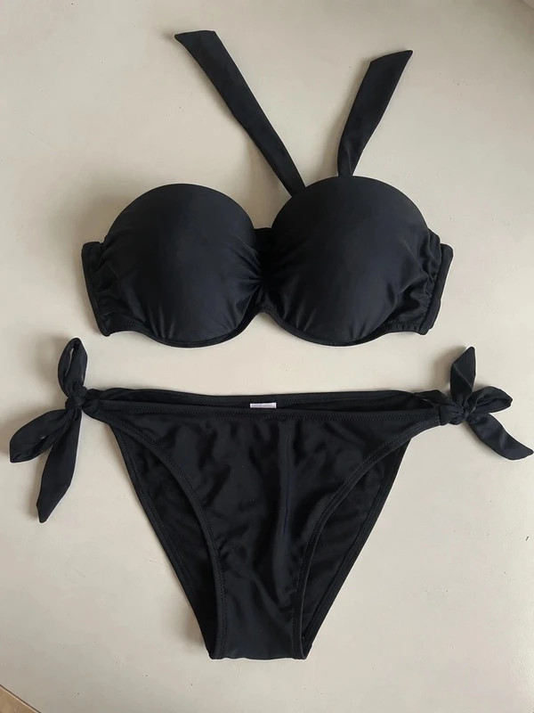 Fekete női bikini – L/40 – masnis, csinos fazon 1