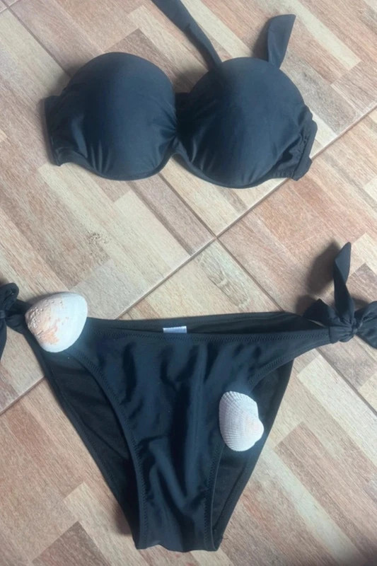 Fekete női bikini – L/40 – masnis, csinos fazon 2