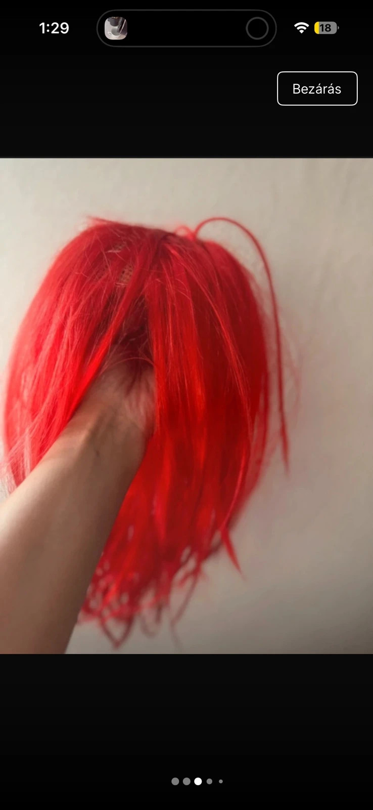 Hosszú piros paróka fekete nyuszifüllel – cosplay / jelmez 2