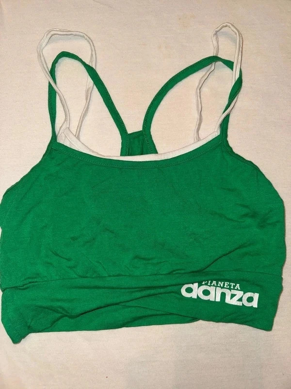 Zöld-fehér sportos crop top – planeta danza – S 2