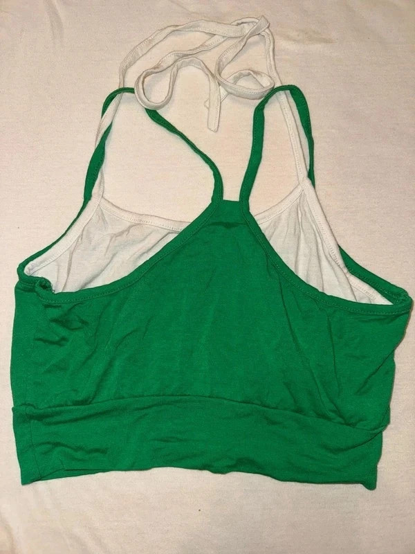 Zöld-fehér sportos crop top – planeta danza – S 4