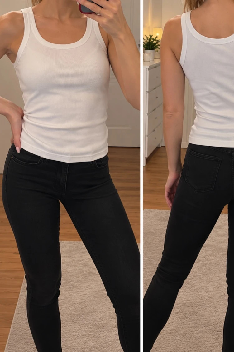 Fehér bordázott basic top – S 1