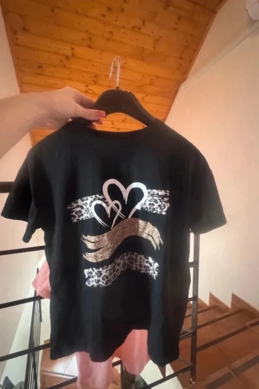 Fekete szíves kislány póló szett (11-12 év) 2