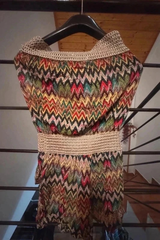 Színes cikkcakk mintás nyári overall / playsuit – S-M 2