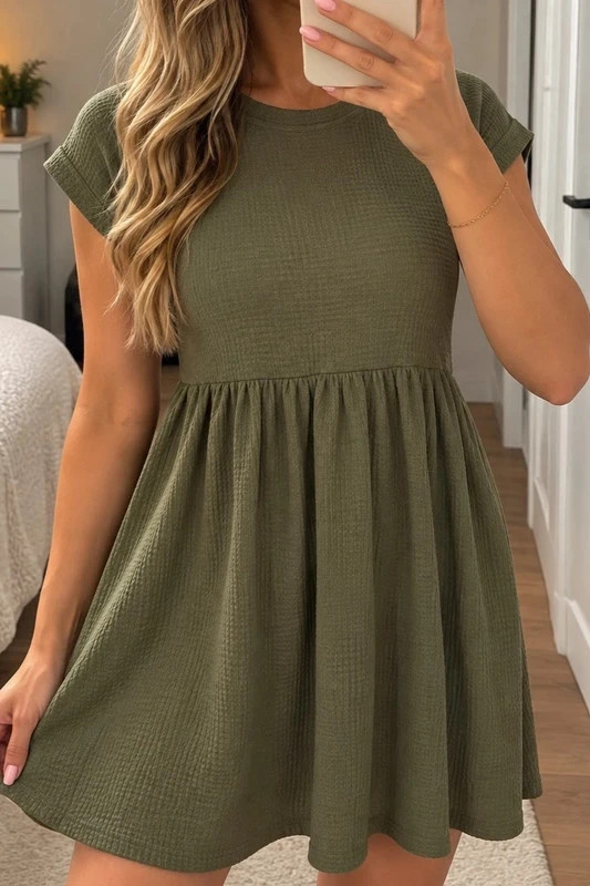 Khaki/olívazöld női nyári ruha – M 1