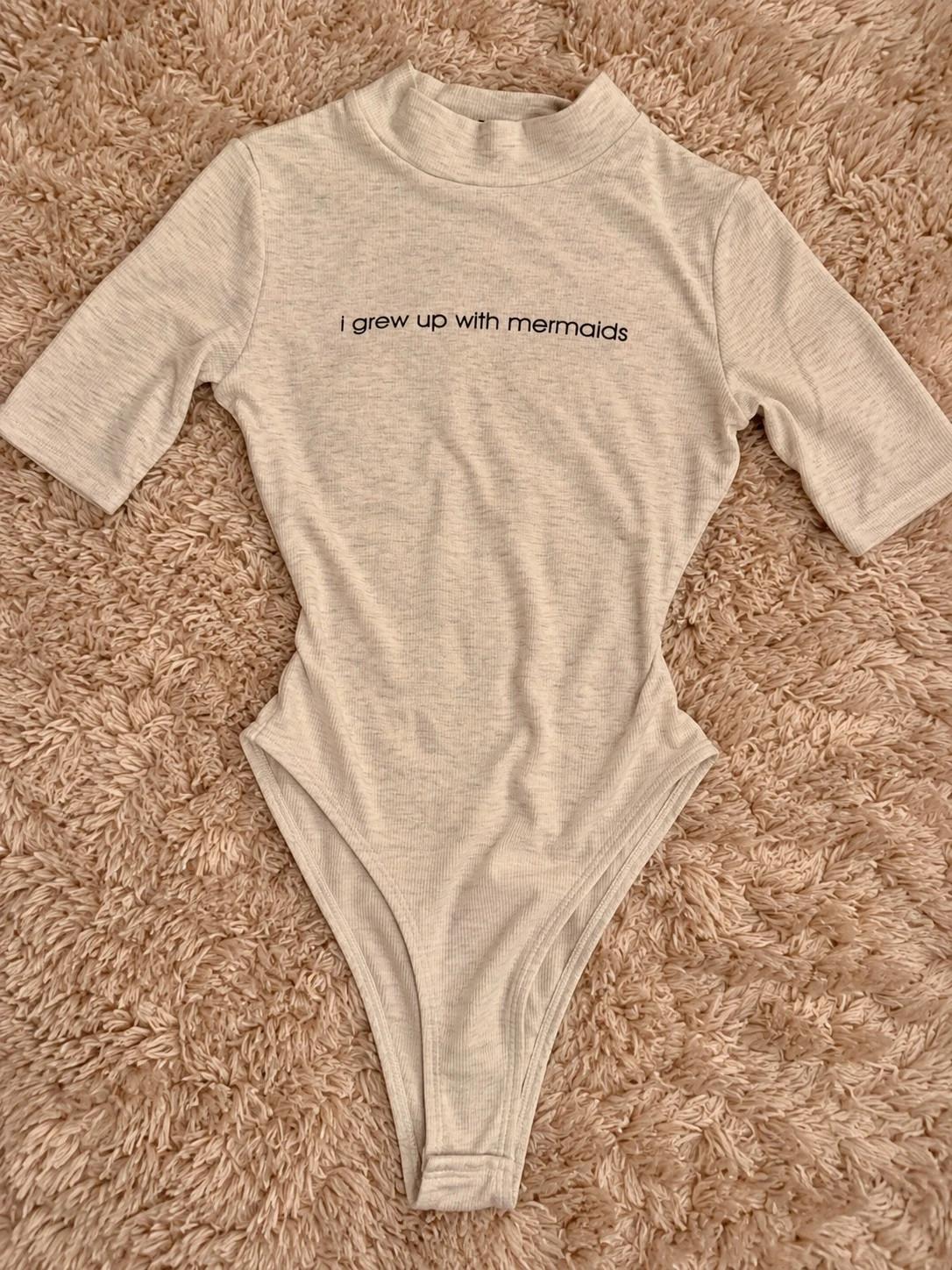 H&M bézs bordázott női body – xs 1