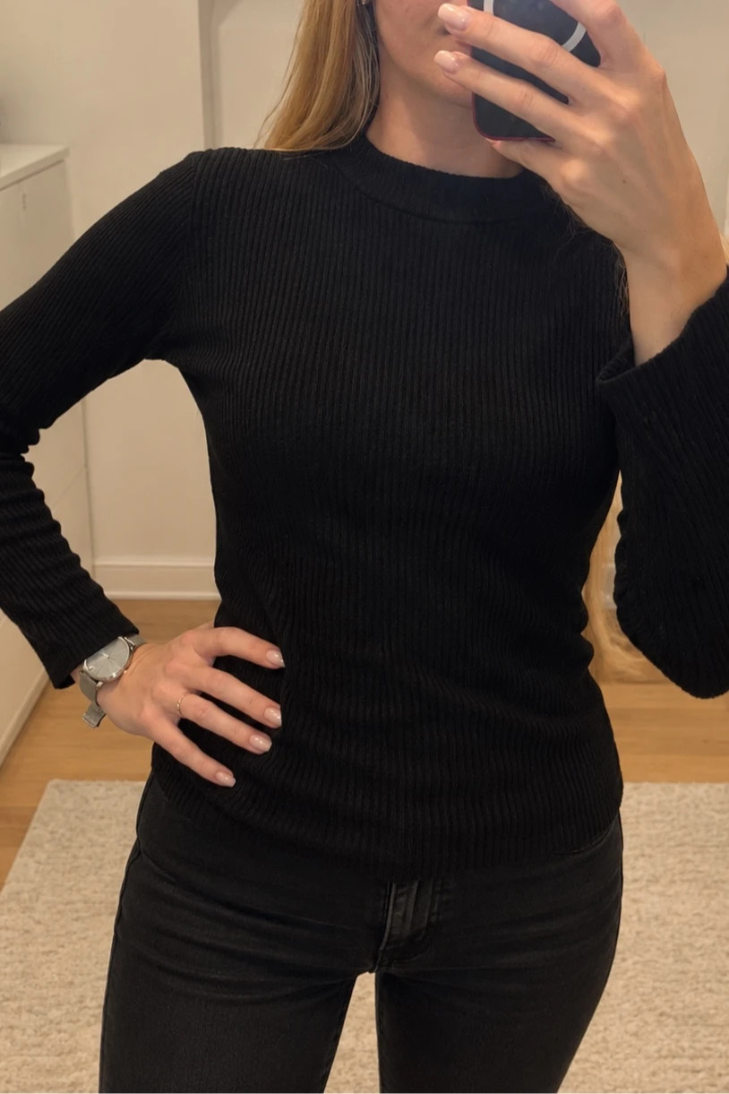Janina fekete bordázott női felső – M / 38 2
