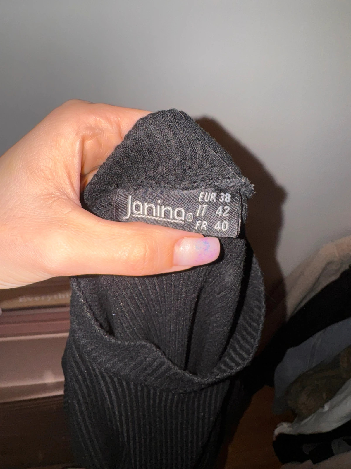 Janina fekete bordázott női felső – M / 38 4