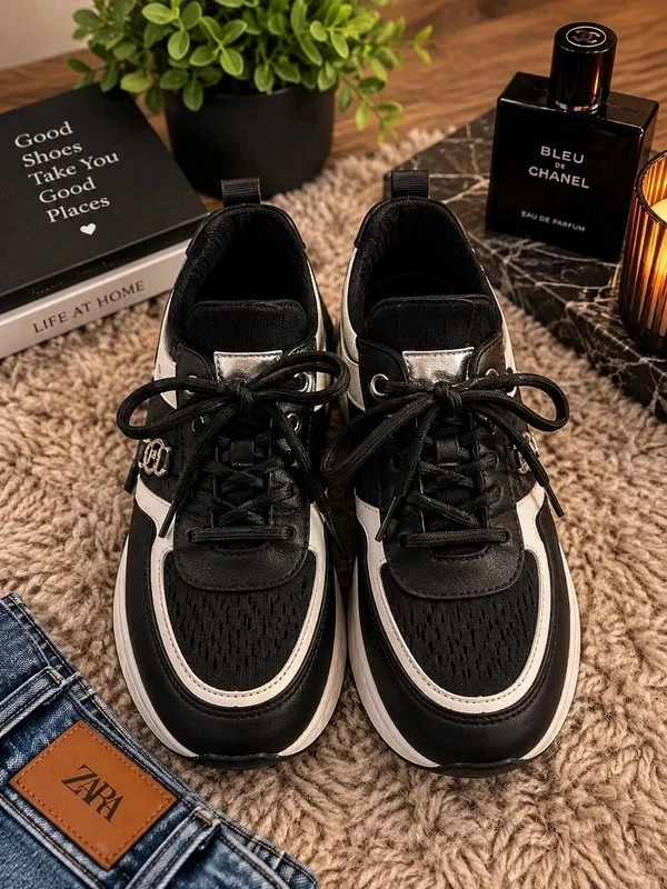 Fekete-fehér platform sneaker / sportcipő – 40-es – újszerű 2