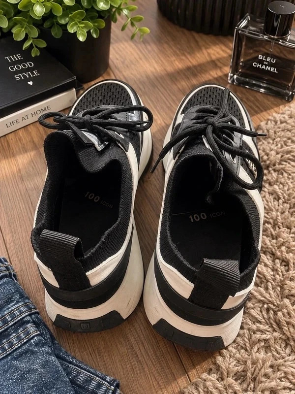 Fekete-fehér platform sneaker / sportcipő – 40-es – újszerű 3