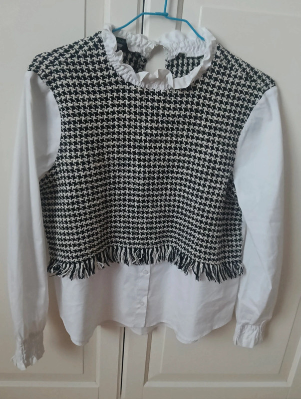 Blusa blanca tweed de Zara 1