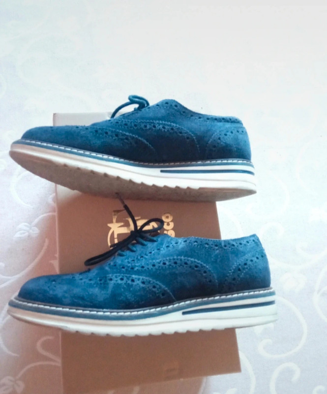 Zapatos de cordón nobuk azul de Fosco 1