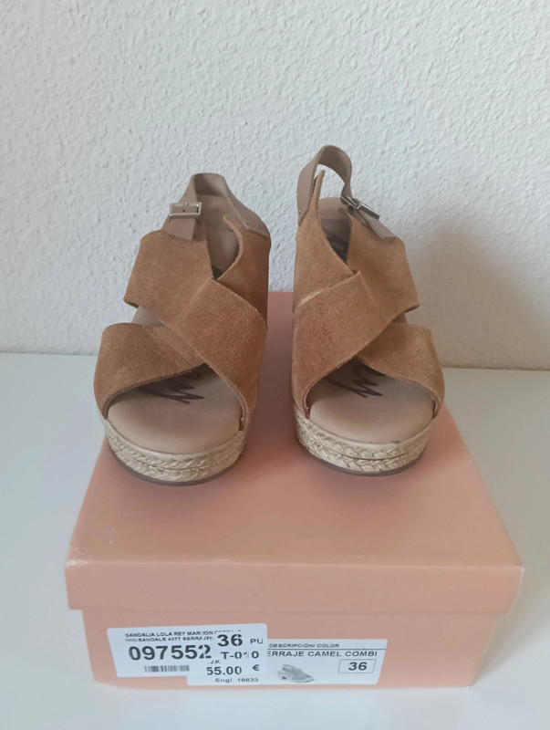 Sandalias tacón cuña Camel talla 36 1