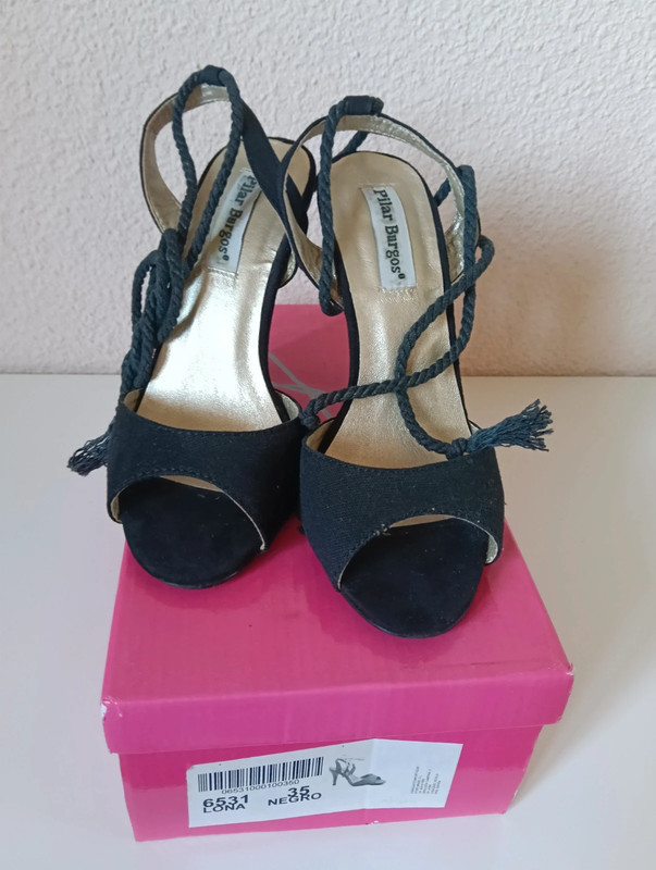 Sandalias tacón negras Pilar Burgos talla 35 1