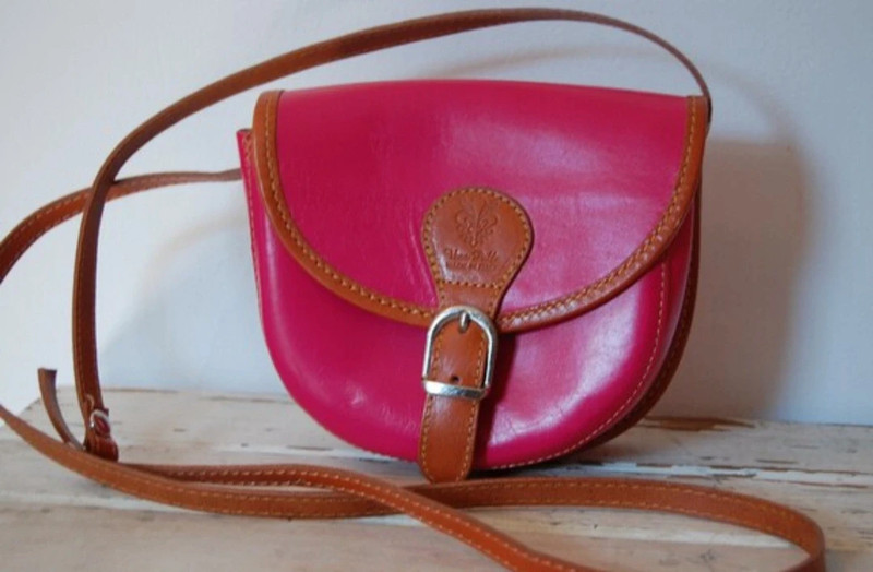 Bolso cuero rosa de Italia 1