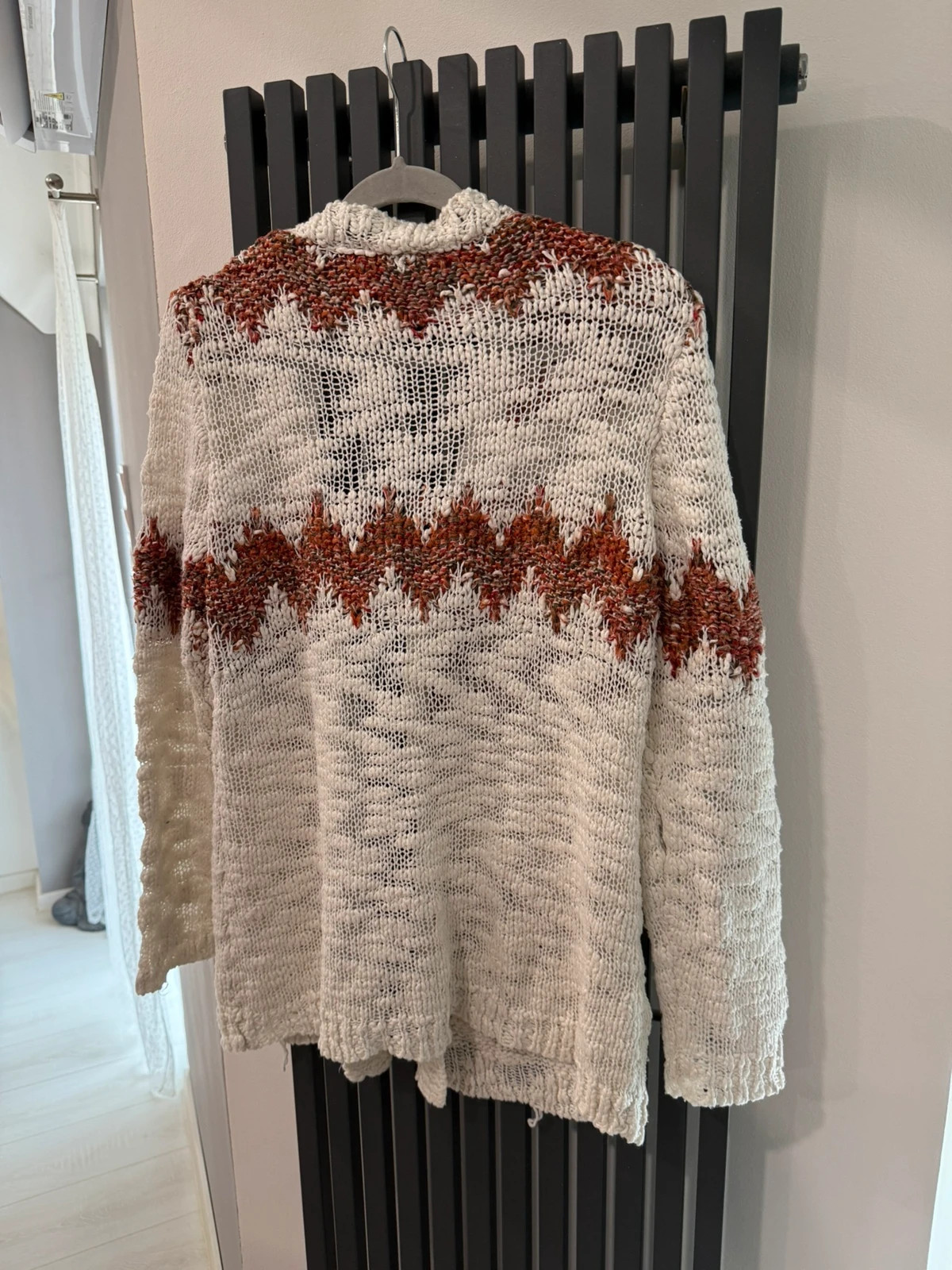 Gina Benotti krémfehér mintás kötött kardigán / duffle gombos (M / 40-42) 4
