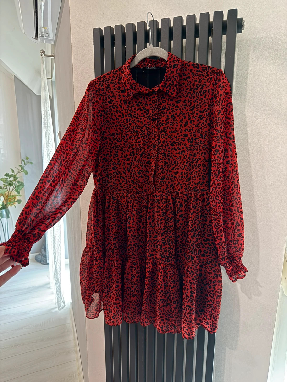 Bershka piros leopárdmintás ruha – S méret 3