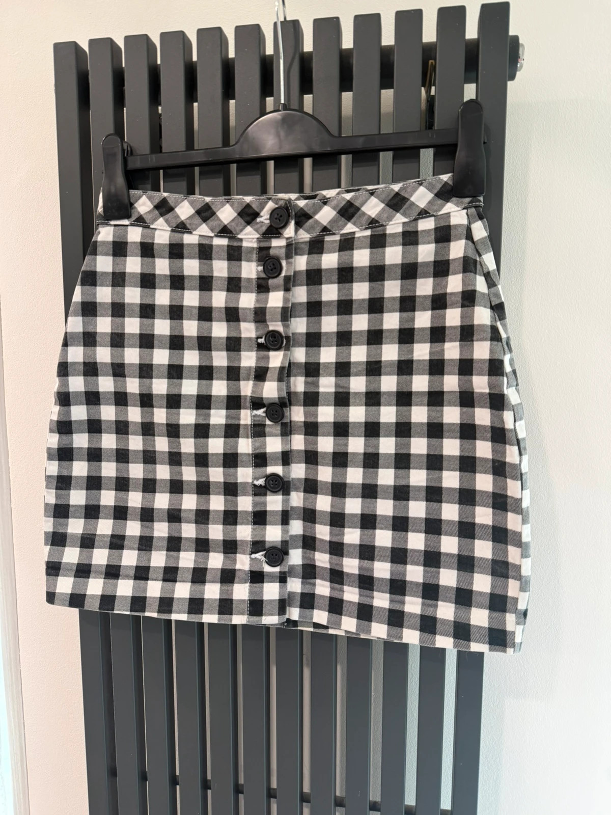 Fekete-fehér kockás (gingham) H&M miniszoknya 1