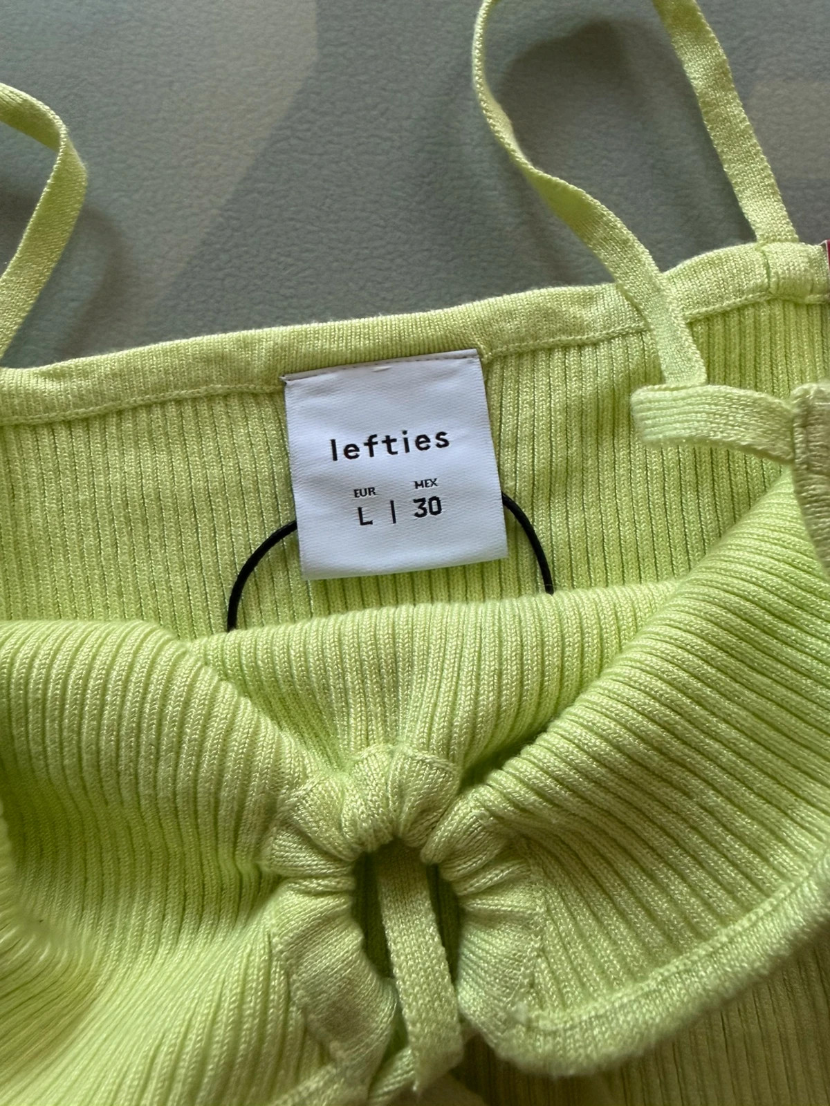 Lefties Lime zöld bordázott Crop Top - L méret 2