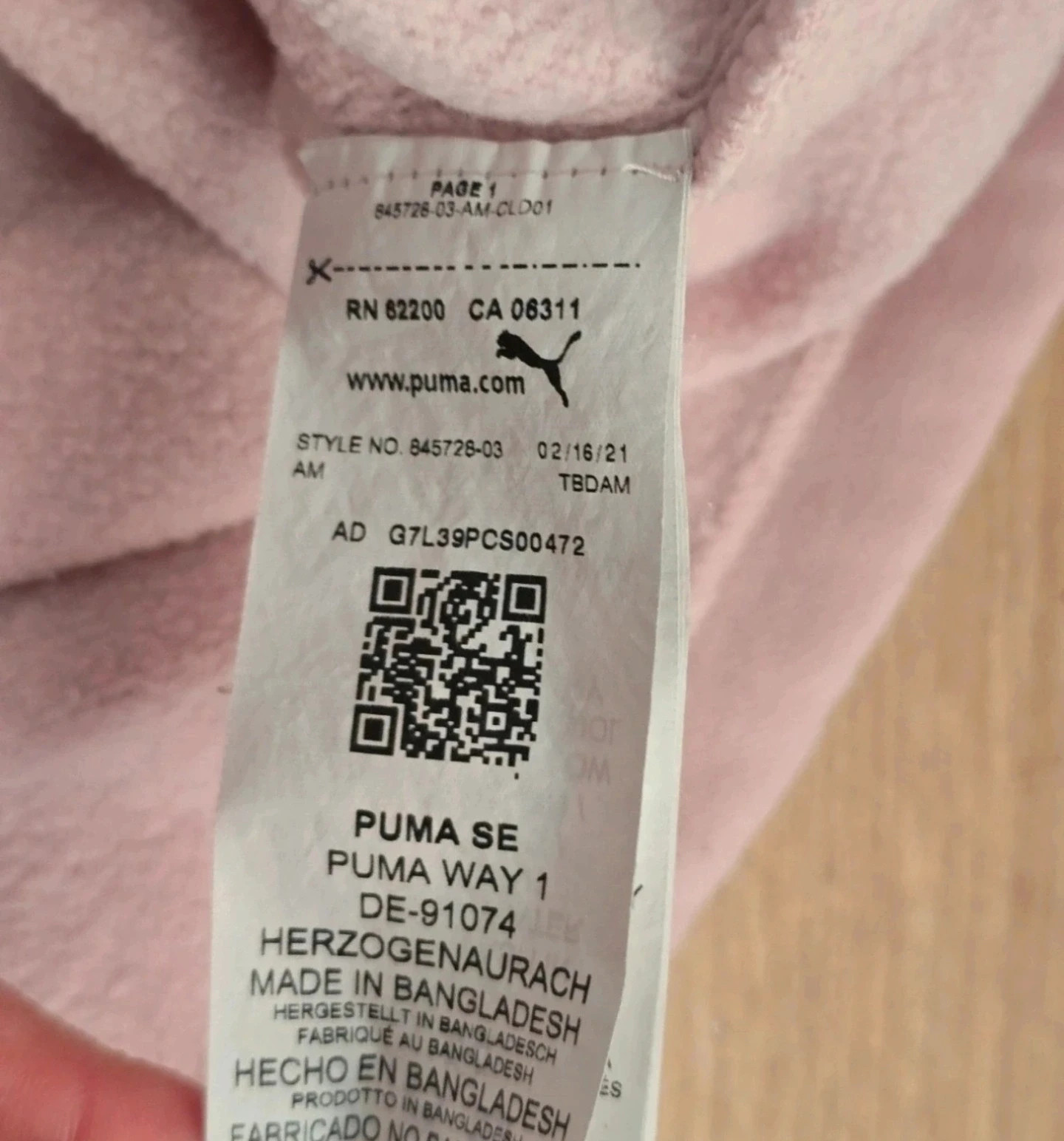Eredeti Puma női belebújós kapucnis pulóver – Világosrózsaszín S méret 3