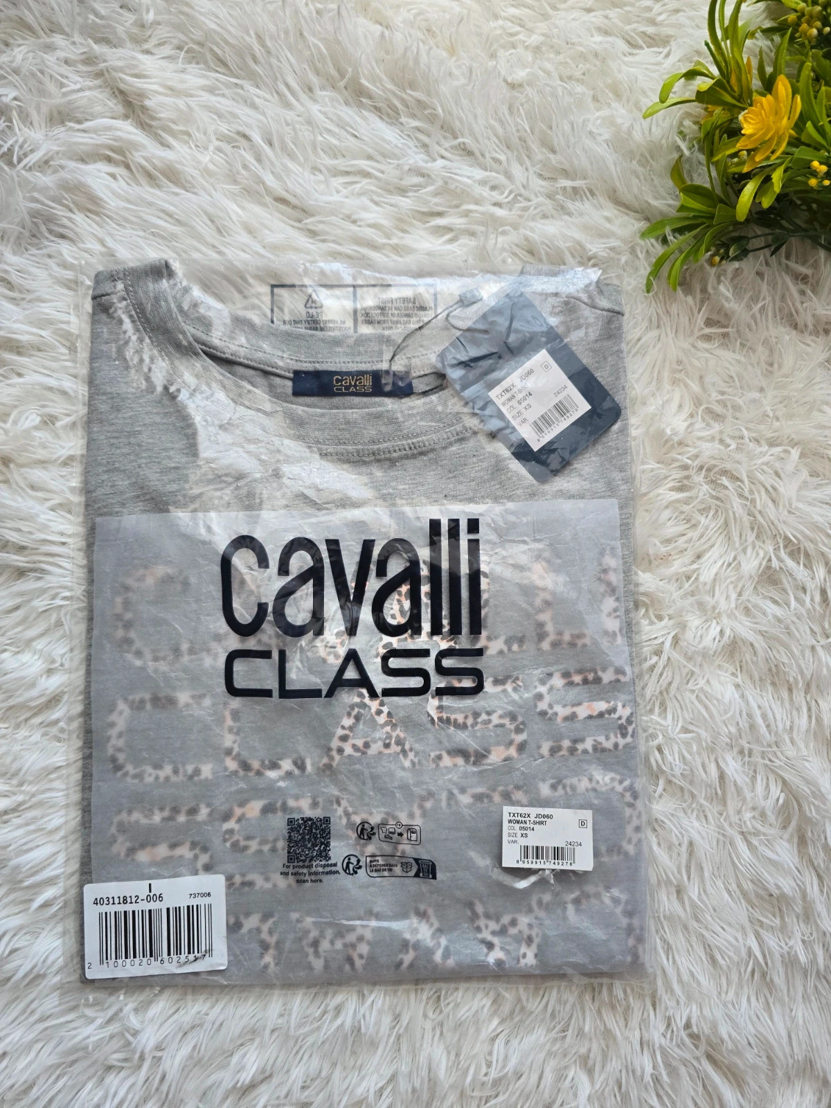 Eredeti luxus márkájú Roberto Cavalli Class szürke pamut Póló XS méretű új sosem viselt 2